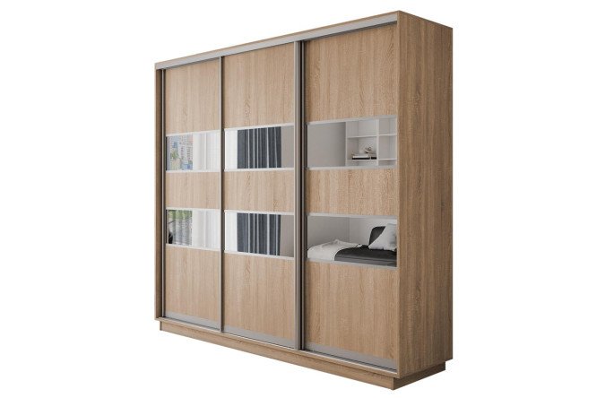 Изображение товара Шкаф-купе 3-дверный Оптима 180х220 см из дуба бардолино Изображение товара Шкаф-купе 3-дверный Оптима 180х220 см из дуба бардолино