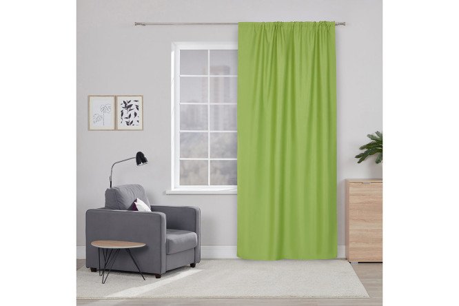 Изображение товара Штора для детской MICASA Monro 150x280 см на ленте зелёная