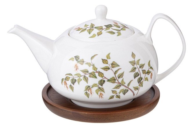 Изображение товара Чайник на подставке Lefard Берёзки 930 мл - фарфор и дерево для кухни