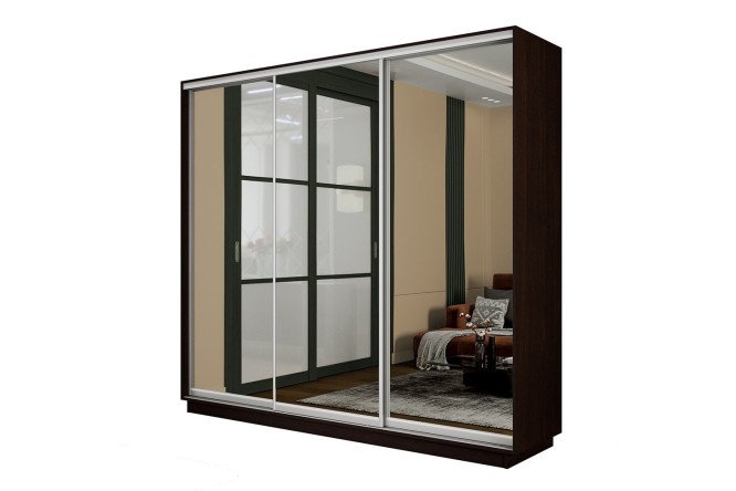 Изображение товара Шкаф-купе 3-дверный Slide-2 венге с зеркалами