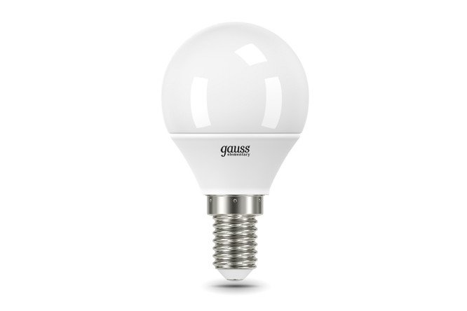 Лампа светодиодная Gauss Elementary E14, 8W, Шар, 3000 К, Тёплый