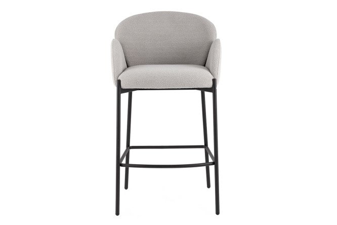 Стул барный Stool Group Melia с подлокотниками 53.5х93х54 см, цвет обивки светло-серый, ножек чёрный