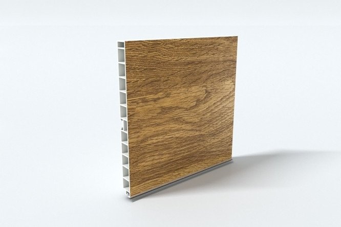 Изображение товара Кухонный цоколь 320х14,6х1,4 см из ПВХ дуб крафт золотой