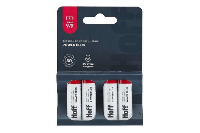 Изображение товара Батарейки алкалиновые HOFF Power plus LR6-4BL AA, 4 шт.