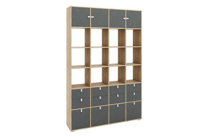 Изображение товара Стеллаж Bricks с дверцами и ящиками из ЛДСП, практичный и стильный