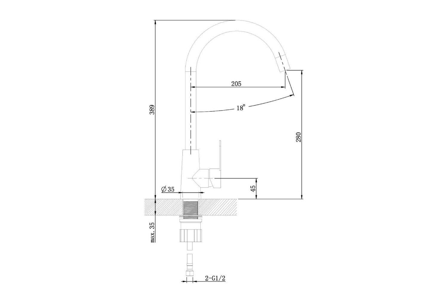 Смеситель для кухни AGGER Hf10112 с С-образным поворотным изливом