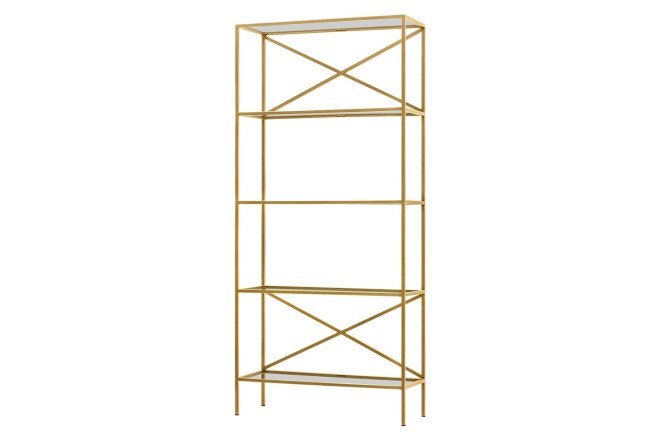 Изображение товара Стеллаж Karin золото/прозрачное стекло 80х175х30 см