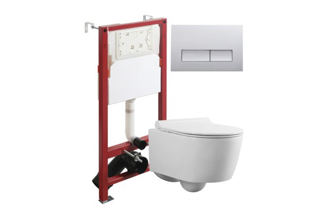 Изображение товара Подвесной унитаз AGGER ATI05100+APB200 с инсталляцией белый