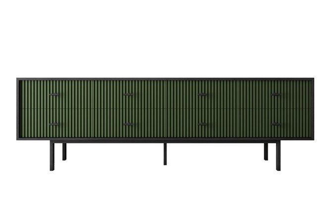 Изображение товара Комод Emerson с 8 ящиками зелёный и чёрный стильный мебельный элемент