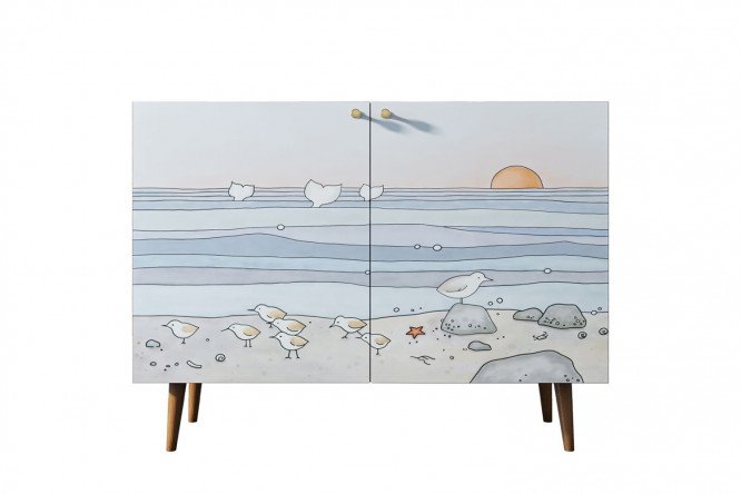 Изображение товара Комод Berber с принтом, размеры 120x90x45 см, коричневый каркас