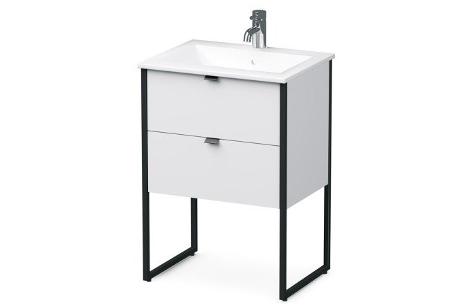 Изображение товара Тумба с раковиной Фокус напольная 61 см, цвет каркаса белый, чёрный, фасада белый