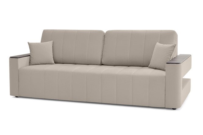 Изображение товара Диван-кровать DREAMART Дакота кремовый велюровый стильный и практичный