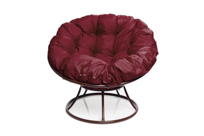 Изображение товара Кресло Папасан коричневый каркас, бордовые элементы 107x75x107 см