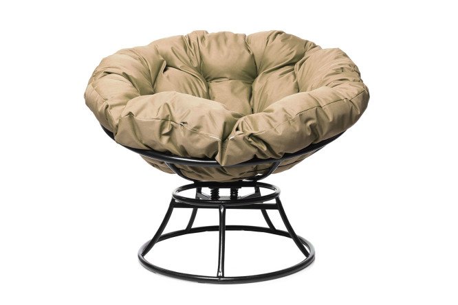 Изображение товара Кресло Папасан пружинка цвет каркаса чёрный, мягких элементов бежевый