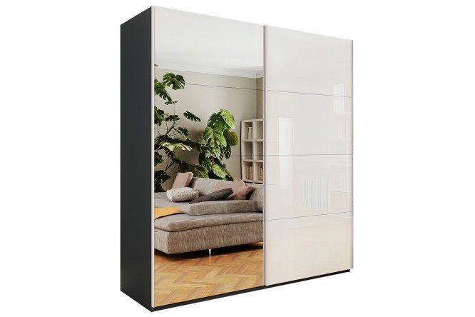 Изображение товара Шкаф-купе 2-дверный Comet 200х240х66 см серый диамант и белый