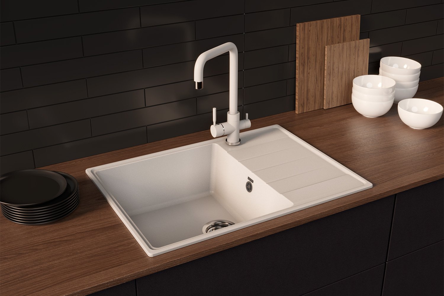 Мойка ULGRAN Quartz Prima 700-07 с крылом 50х70х20 см