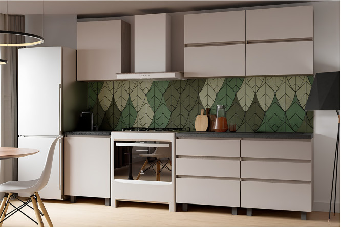 Изображение товара Кухонный гарнитур Берген Лайт 200х214х60 см дуб смоки кашемир