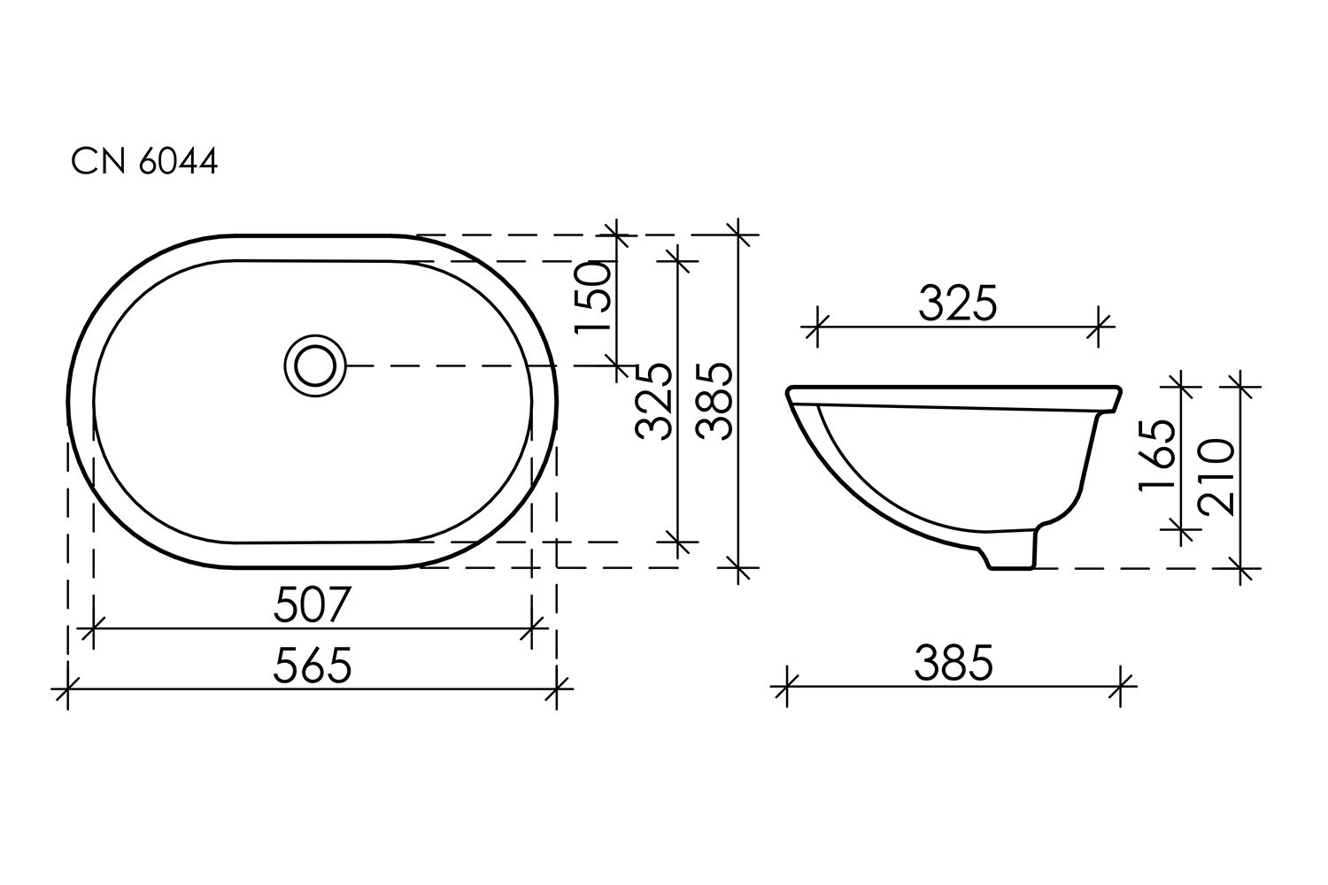 Умывальник встраиваемый снизу CERAMICANOVA Element CN6044 56.5х21х38.5 см
