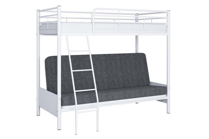 Изображение товара Двухъярусная кровать Мадлен с диваном 90х190 см бело-серая