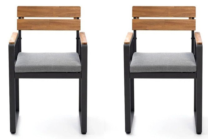 Изображение товара Комплект обеденных стульев Topa цвет каркаса графит, отделки натуральный тик