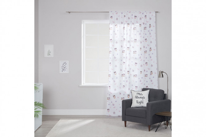 Изображение товара Тюль для детской MICASA Owly 150x280 см белый/розовый/фиолетовый/бежевый