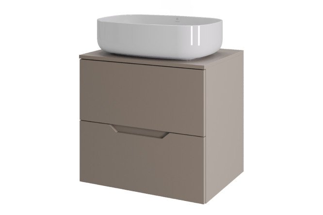 Изображение товара Подвесная тумба ORANGE Line 60Li-60TuLMDF+B07-540W латте 60.5 см с раковиной