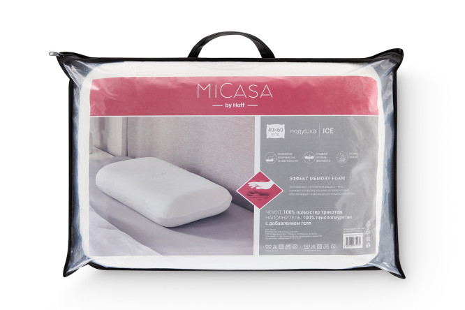 Анатомическая подушка MICASA Ice 60х40 см, Пенополиуретан и гель