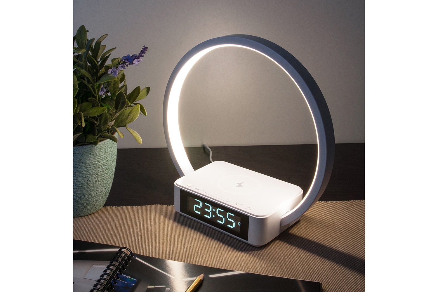 Светильник настольный с выключателем EUROSVET Timelight LED, 24x23.5x10.2 см