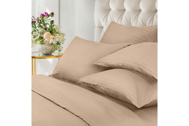 Комплект постельного белья Stripe Premium Bronze 200х220 см, Евро