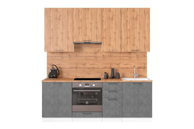 Изображение товара Кухонный гарнитур Хелмер 2,2 м бетон, вотан, белый