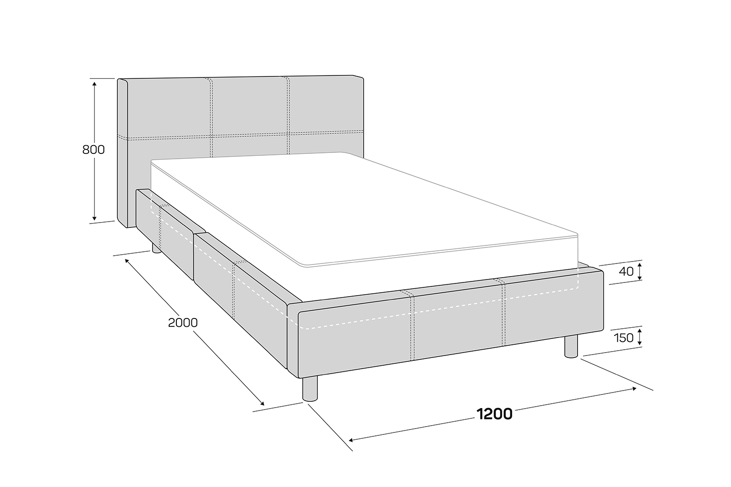 фото Кровать без подъёмного механизма bed in box hoff