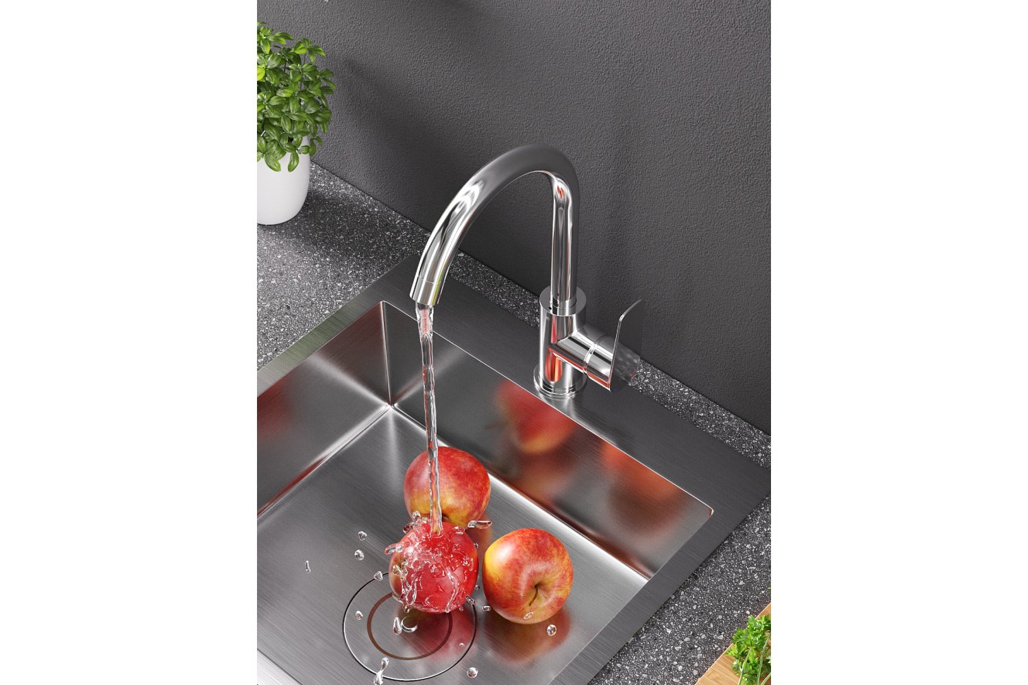 Смеситель для кухни AGGER Hf1011211 с С-образным поворотным изливом
