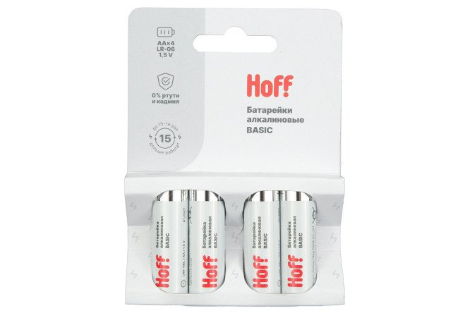 Изображение товара Батарейки алкалиновые HOFF Basic AA, 4 шт.