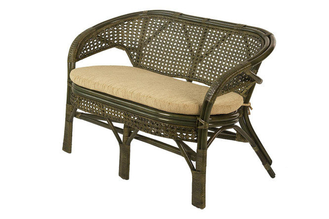 Изображение товара Двухместный диван Pelangi с бежевыми мягкими элементами и оливковым каркасом