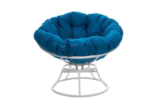 Изображение товара Кресло Папасан пружинка цвет каркаса белый, мягких элементов голубой