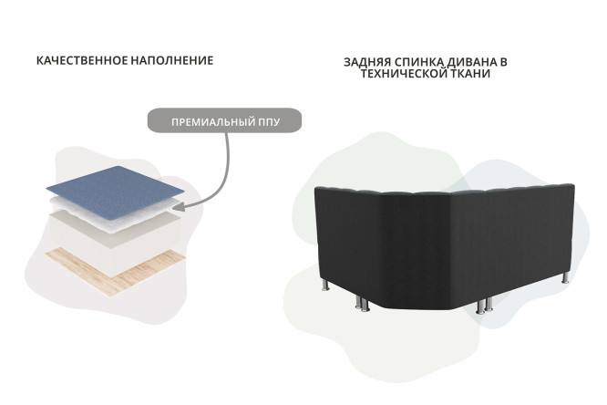 Угловой кухонный диван Кантри с правым углом, 170х88х132 см