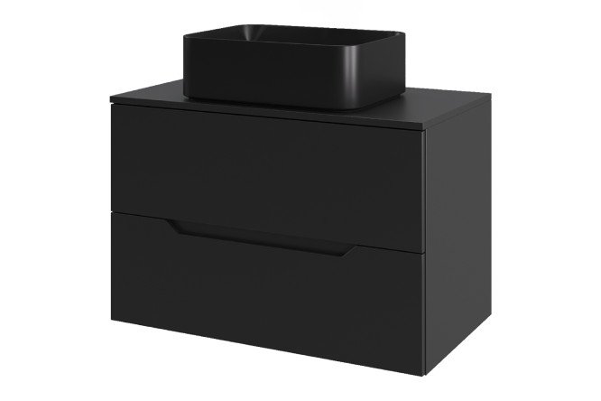 Изображение товара Тумба подвесная ORANGE Line 80 с раковиной черная для ванной