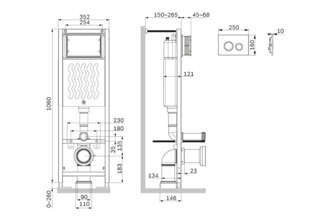 Инсталляция AM.PM Ergofit I012711.0101 для подвесного унитаза с клавишей L