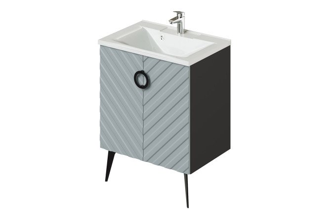 Изображение товара Тумба напольная Palladio 2.0 64.2 см, цвет каркаса чёрный, фасада серо-голубой