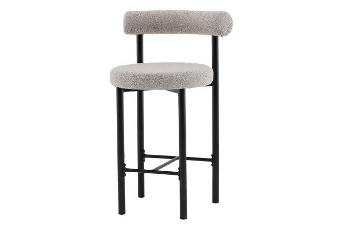 Изображение товара Стул полубарный Stool Group Флорео 54х90х55 см, цвет обивки светло-серый, ножек чёрный