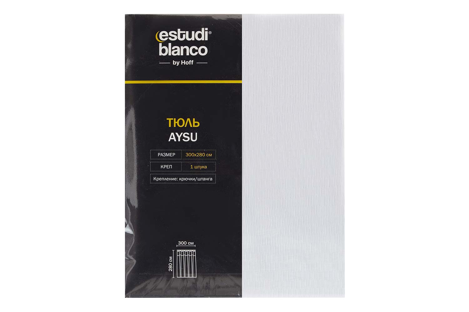 Тюль ESTUDI BLANCO Aysu 300х280 см, 1 шт., цвет белый