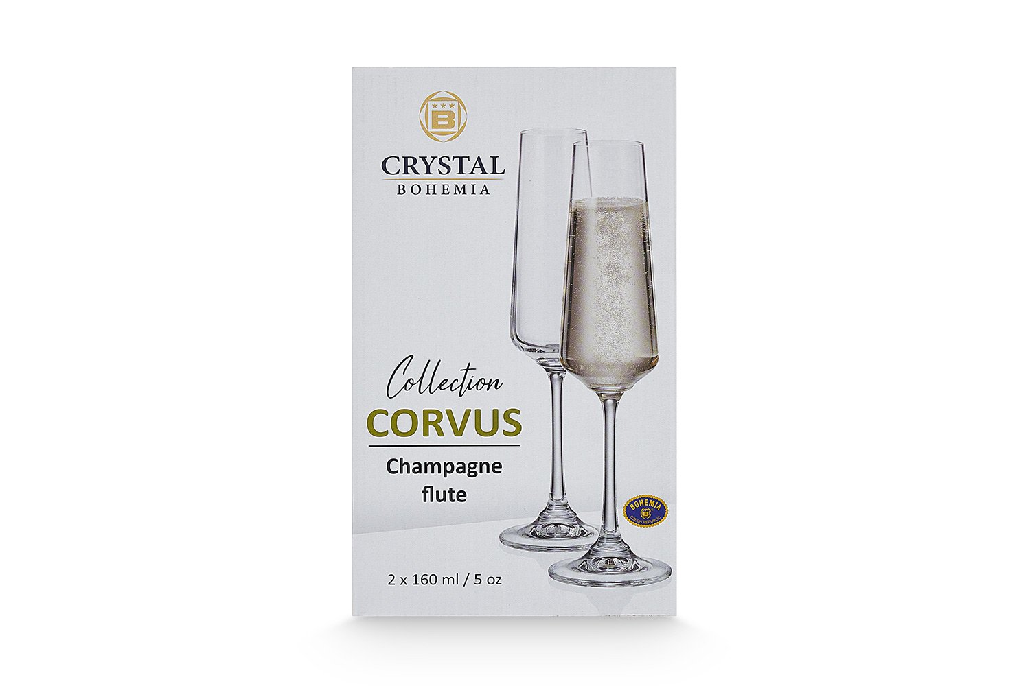 Набор бокалов для шампанского CRYSTAL BOHEMIA Corvus 160 мл, 2 шт., Стекло