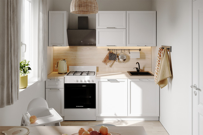 Изображение товара Модульный кухонный гарнитур Глория 1,6 м белый с плитой