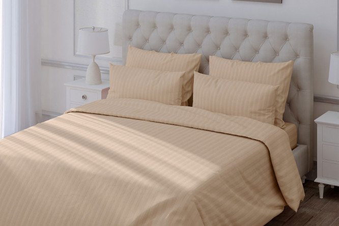 Комплект постельного белья Stripe Premium Bronze 200х220 см, Евро