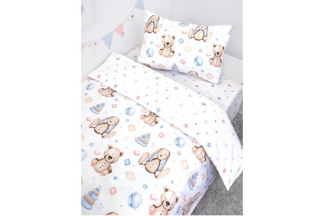 Комплект постельного белья Мягкие игрушки детский 112х147 см На резинке, Для новорожденных