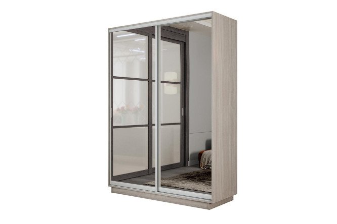 Изображение товара Двухдверный шкаф-купе Slide-2 160х240х60 см ясень шимо светлый серебро зеркала