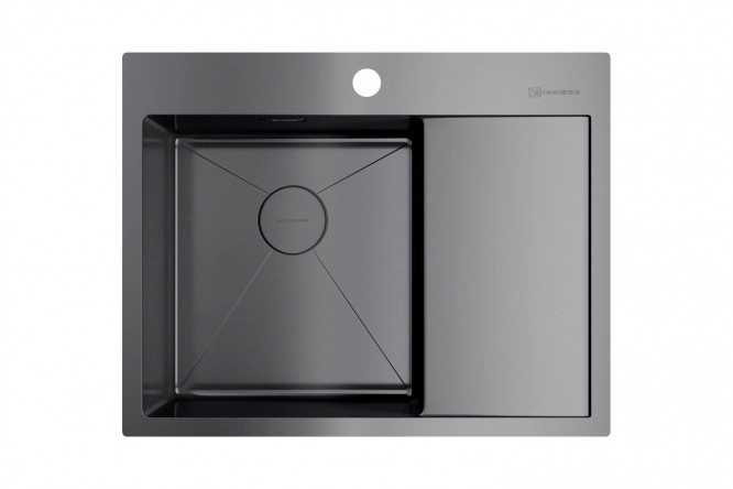 Изображение товара Врезная кухонная мойка OMOIKIRI Akisame 65-GM-L из вороненой стали с крылом