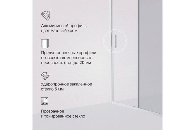 Дверь душевая в нишу AM.PM Gem W90G-110-1-195MG