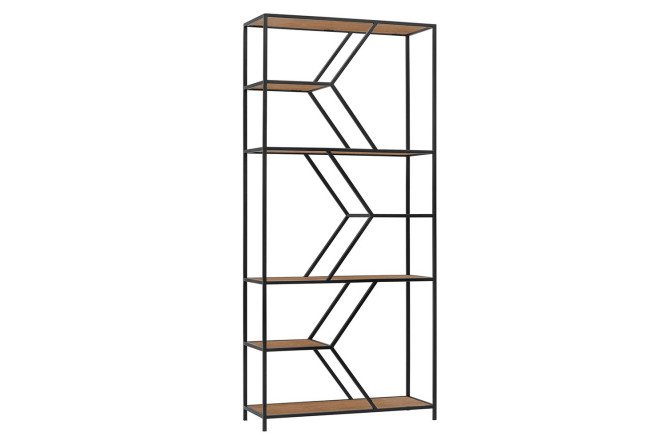 Изображение товара Стеллаж Malta Mini черный с робинией 80х175х30 см металлический ЛДСП