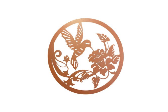 Изображение товара Стильное металлическое панно Колибри 68х1,5 см бронза для интерьера